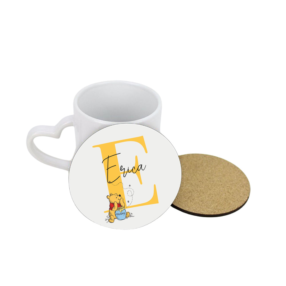 Personalised Winnie The Pooh Initial Circle Coaster