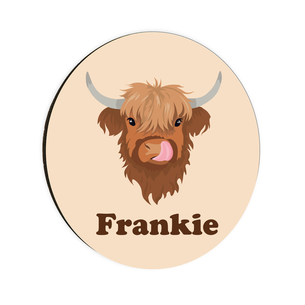 Personalised Highland Cow Circle Coaster