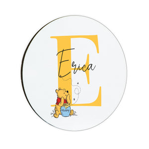 Personalised Winnie The Pooh Initial Circle Coaster