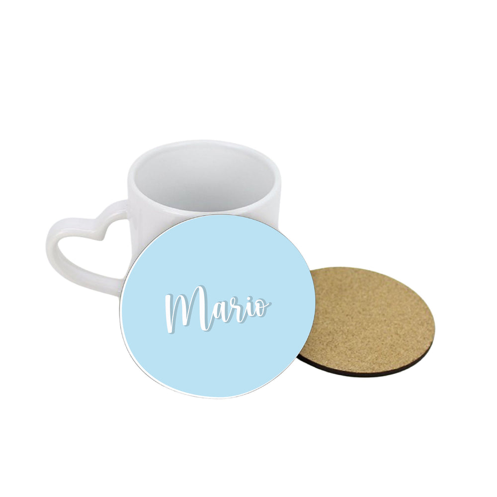 Personalised Baby Blue Name Circle Coaster