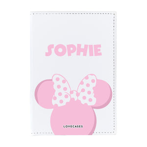 Personalised Pastel Pink Minnie White Passport Cover