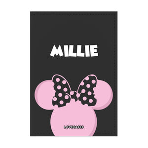 Personalised Pastel Pink Minnie Black Passport Cover