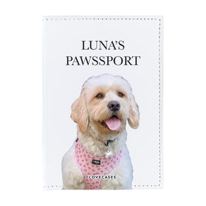 Personalised Pet Photo White Passport Cover