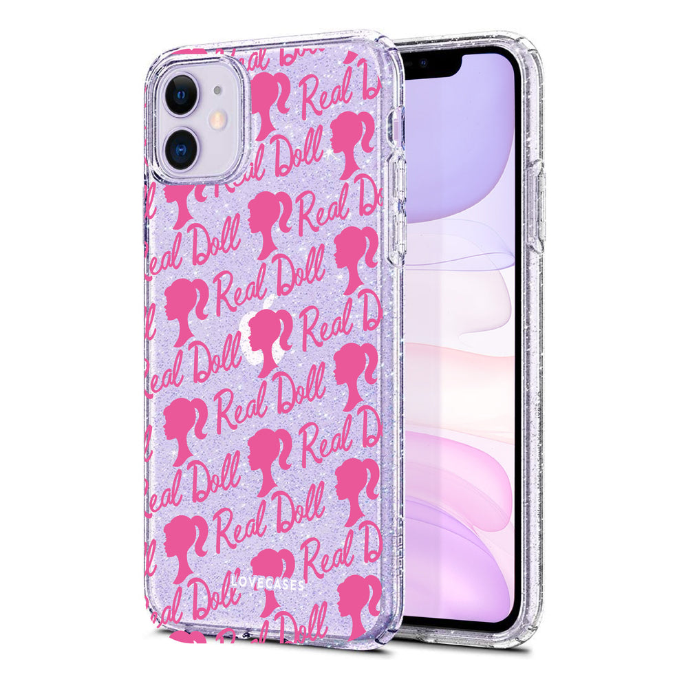 
            
                Load image into Gallery viewer, Bright Pink Doll Pattern Glitter Phone Case
            
        