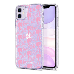 
            
                Load image into Gallery viewer, Light Pink Doll Pattern Glitter Phone Case
            
        