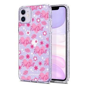 Pink Real Doll Pattern Glitter Phone Case