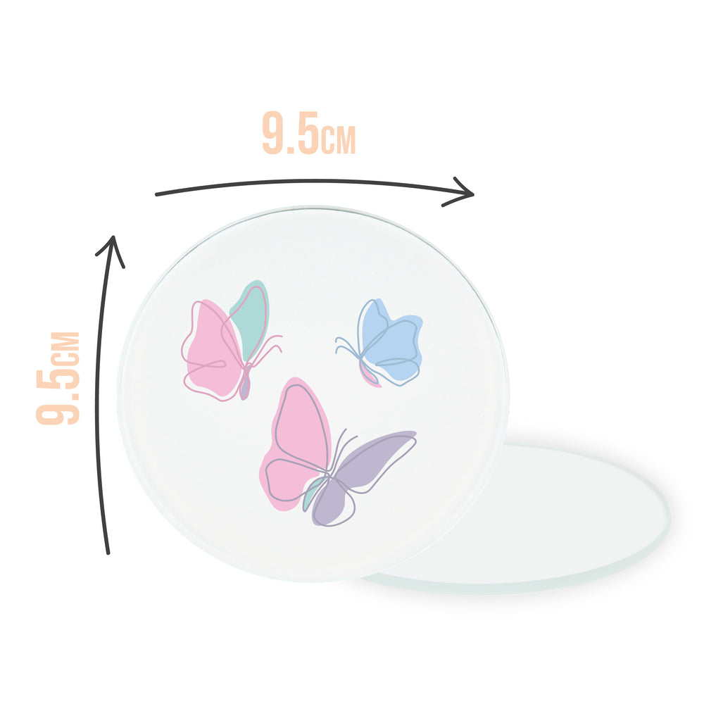 Pastel Butterflies Circle Coaster