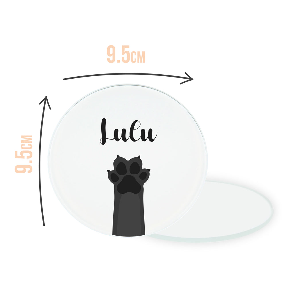 Personalised Black Paw Circle Coaster