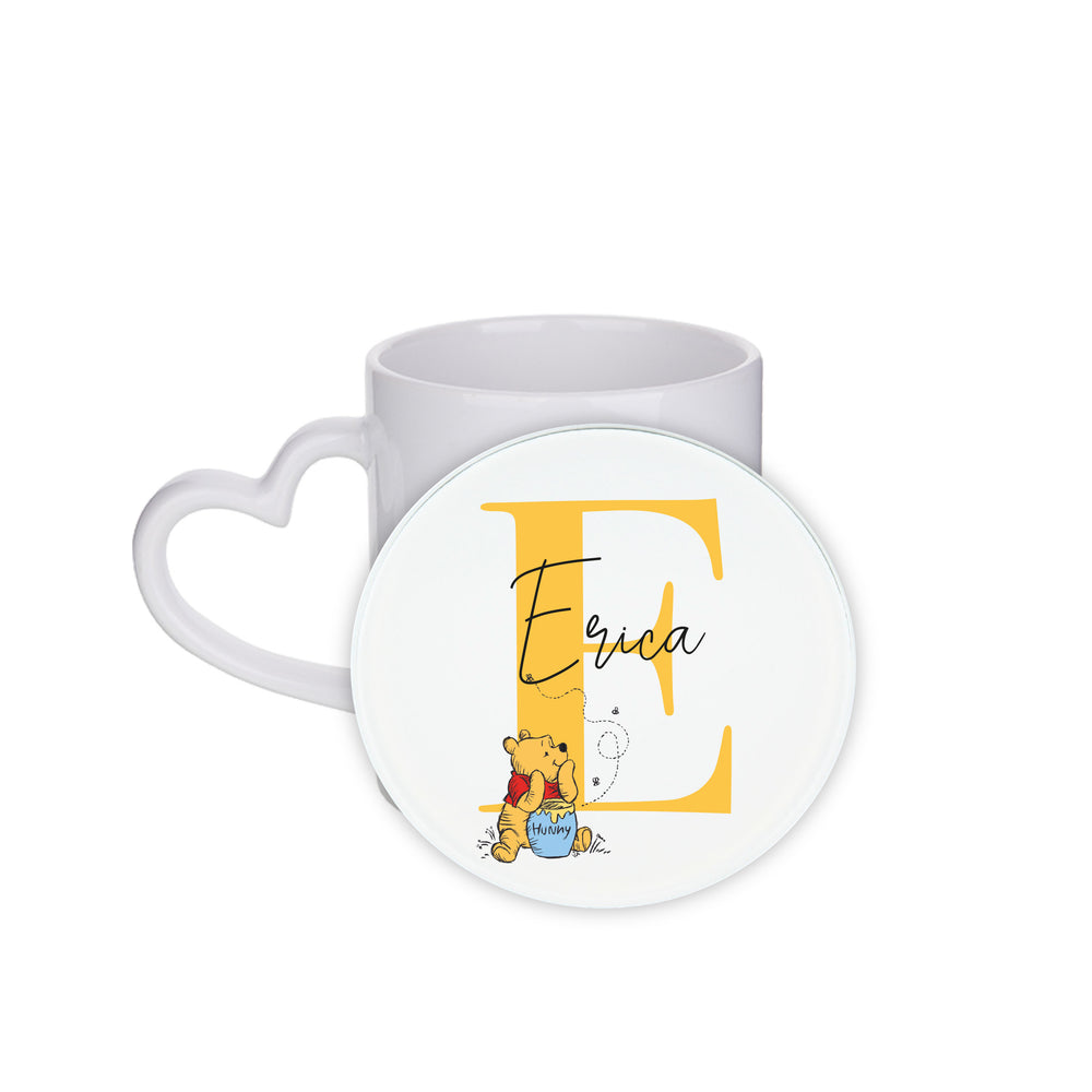 Personalised Winnie The Pooh Initial Circle Coaster