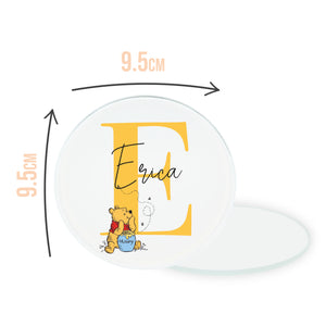 Personalised Winnie The Pooh Initial Circle Coaster