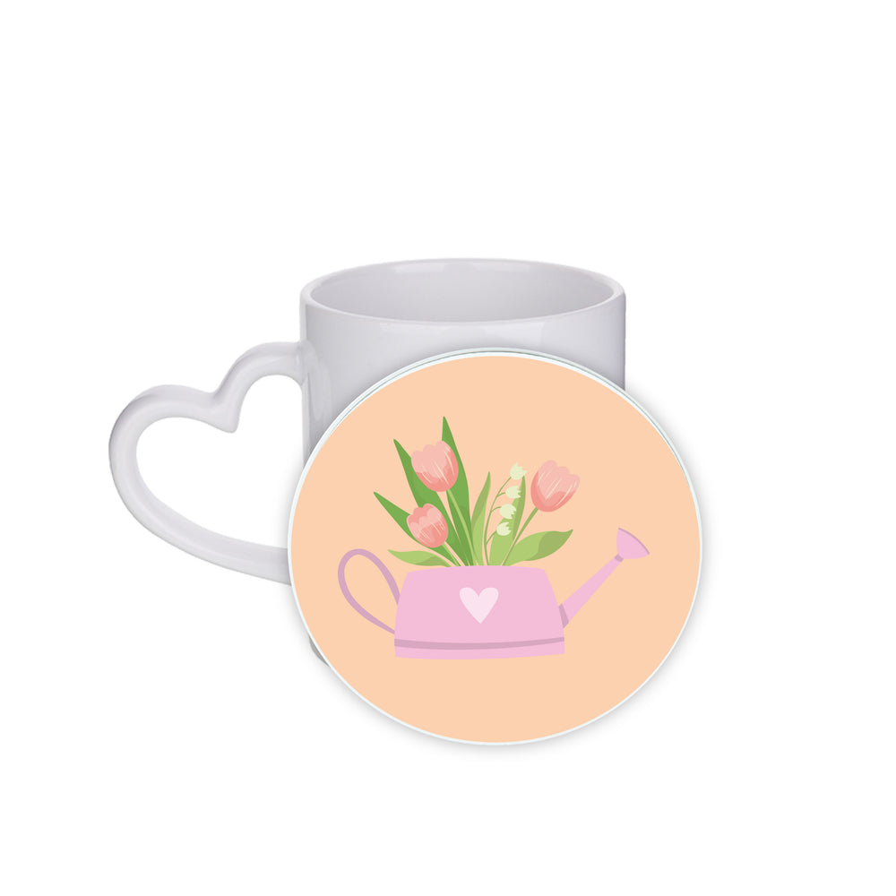 Pink Watering Can Circle Coaster