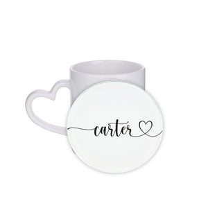 Personalised Heart Name Circle Coaster