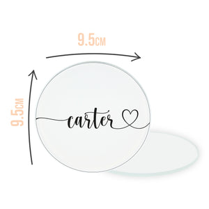 Personalised Heart Name Circle Coaster