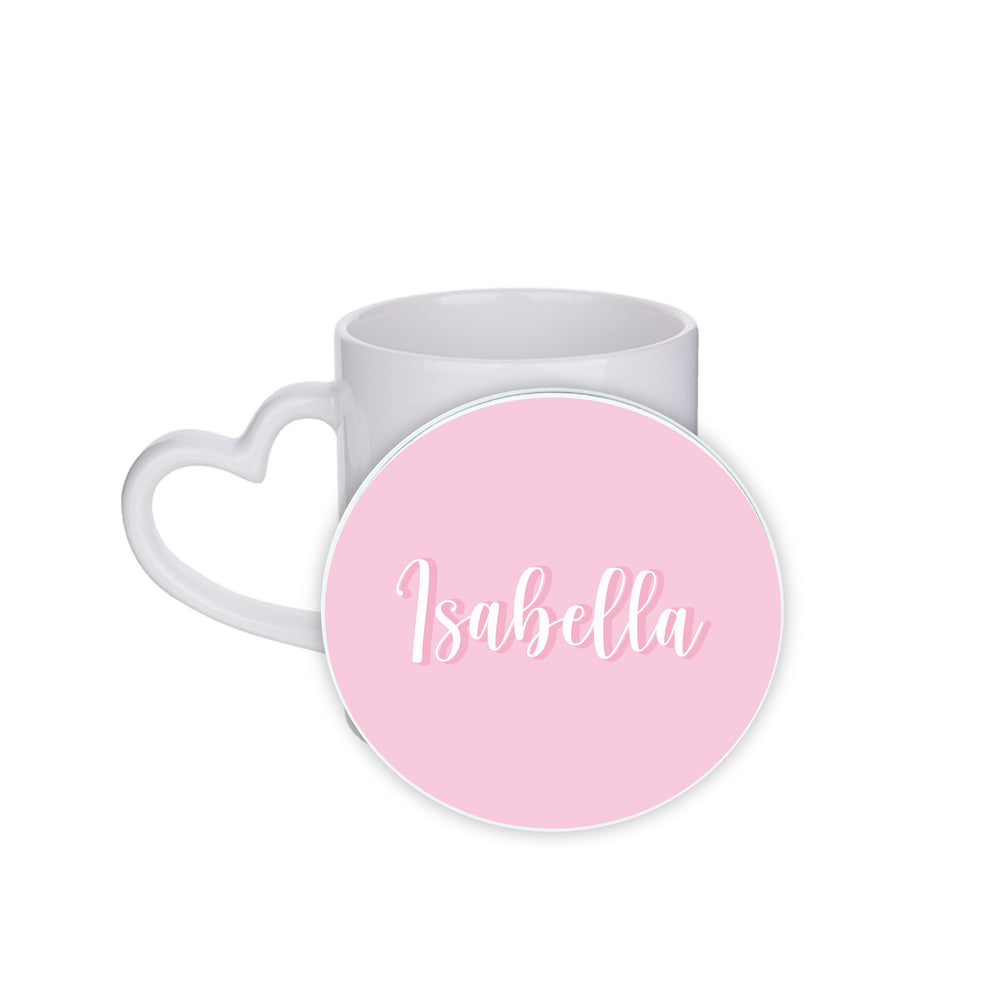 Personalised Baby Pink Name Circle Coaster