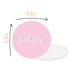 Personalised Baby Pink Name Circle Coaster