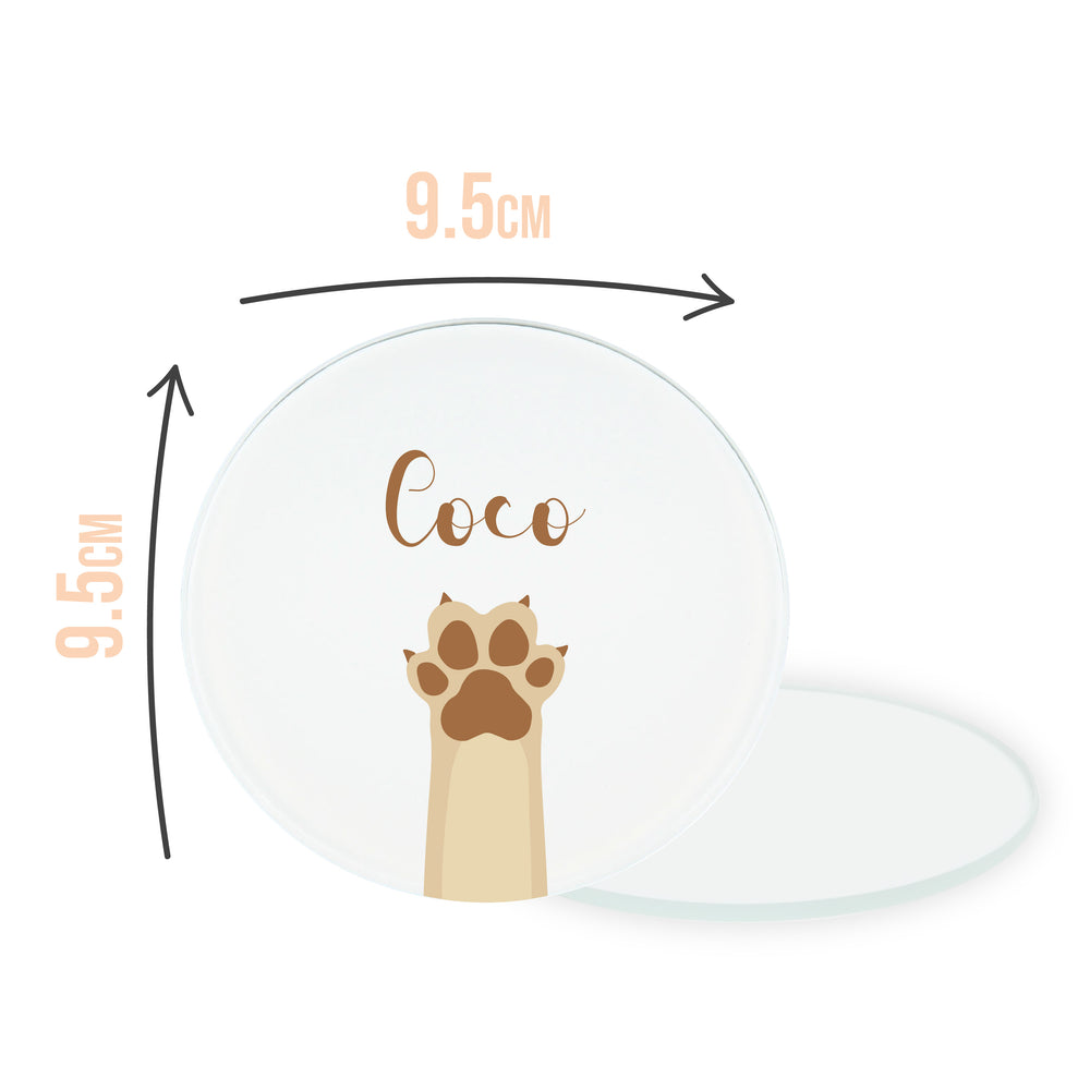 Personalised Gold Paw Circle Coaster