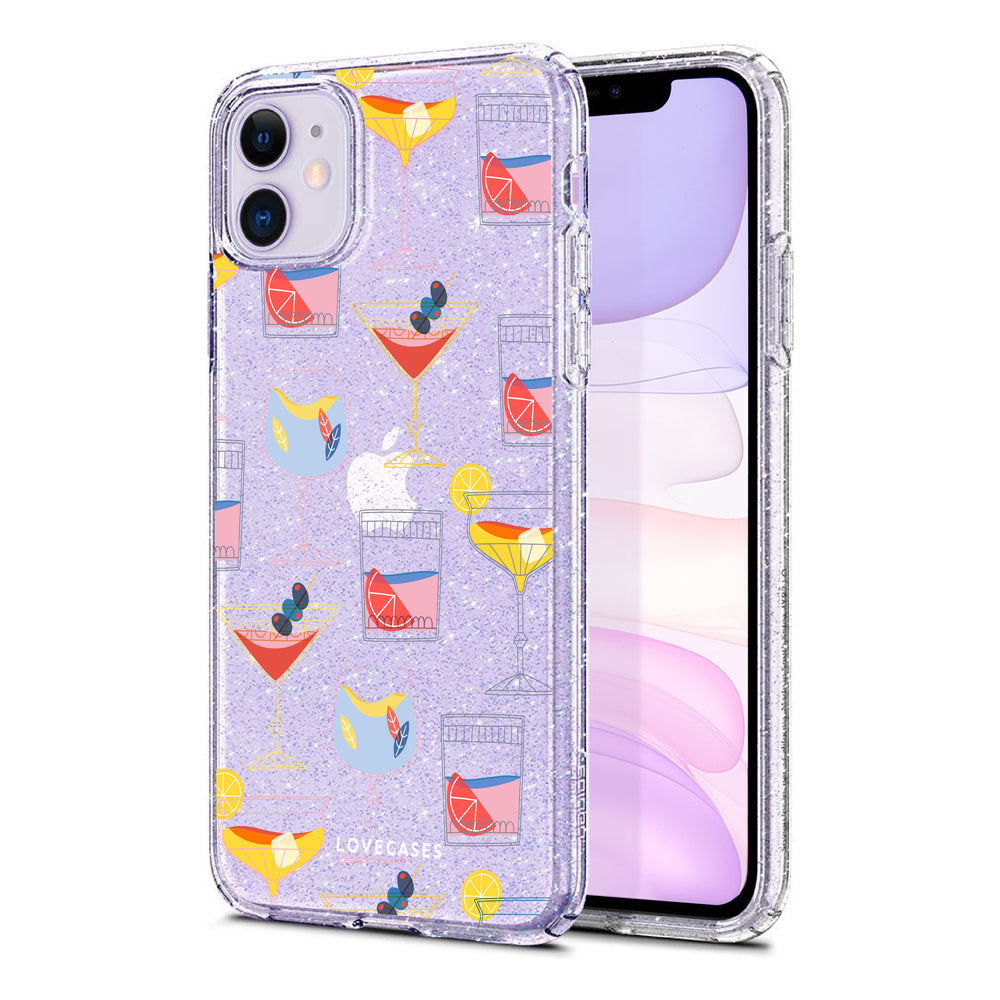 Retro Cocktails Glitter Phone Case