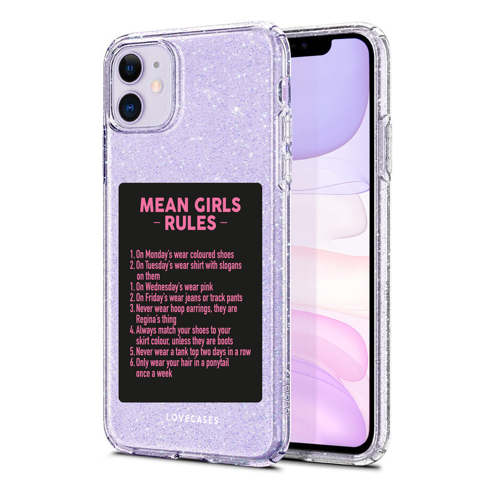 
            
                Load image into Gallery viewer, Mean Girls Rules Glitter Phone Case
            
        