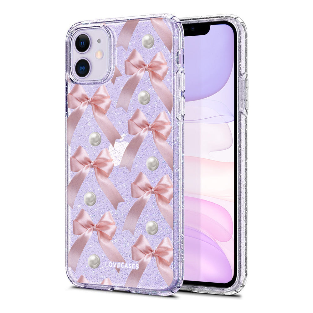 Bows & Pearls Glitter Phone Case
