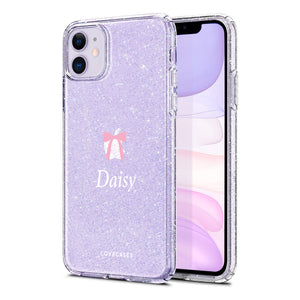 
            
                Load image into Gallery viewer, Personalised White Bow Name Glitter Phone Case
            
        