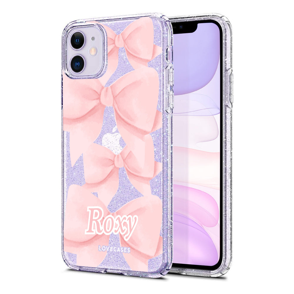 Personalised Soft Bow Name Glitter Phone Case