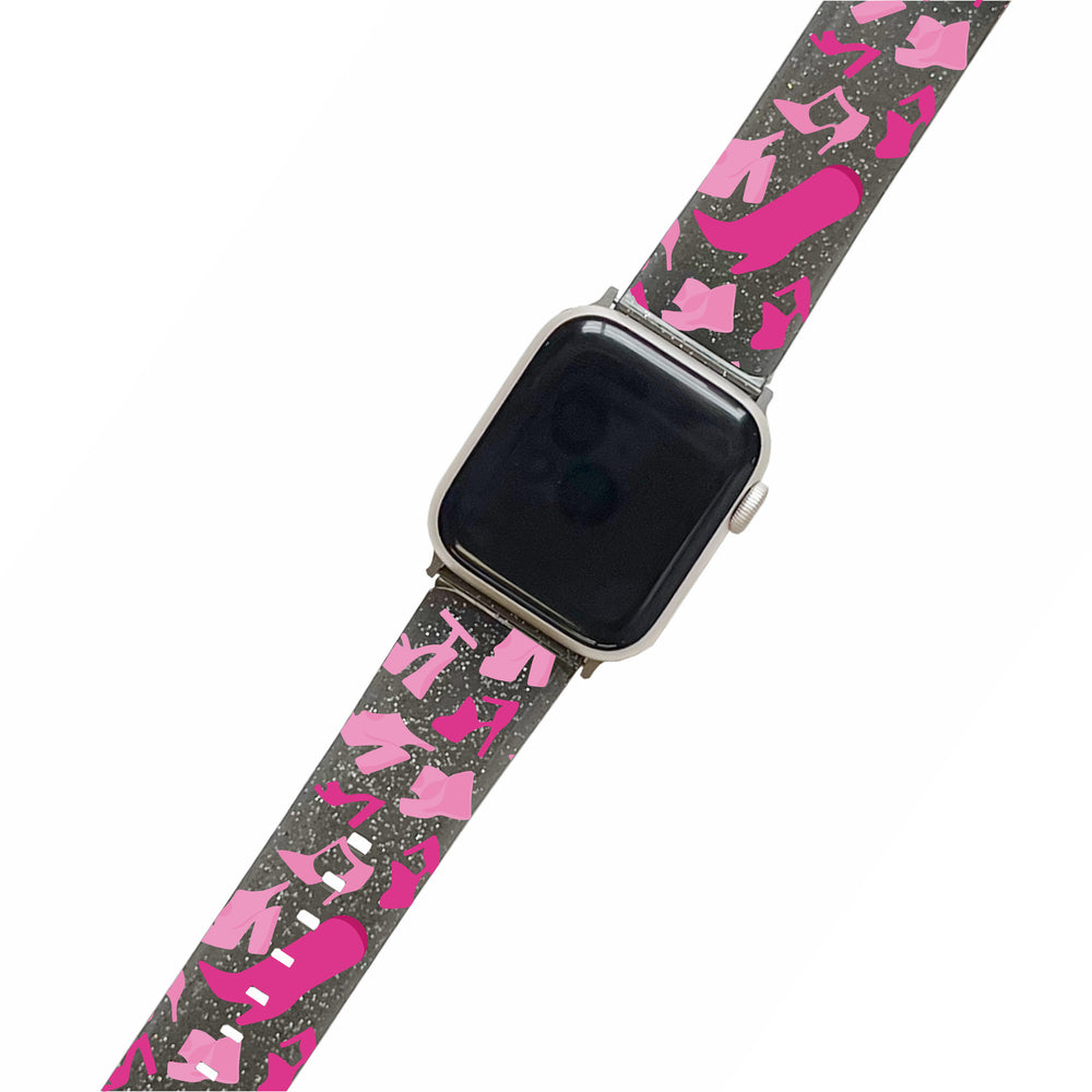 
            
                Load image into Gallery viewer, Doll Shoes Pattern - Black Glitter Smartwatch Strap
            
        