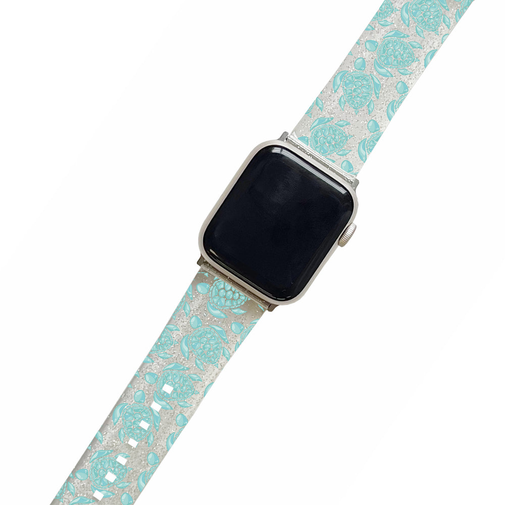 Sea Turtles - Clear Glitter Smartwatch Strap