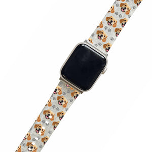 Personalised Pet Portrait Pattern Clear Glitter Smartwatch Strap