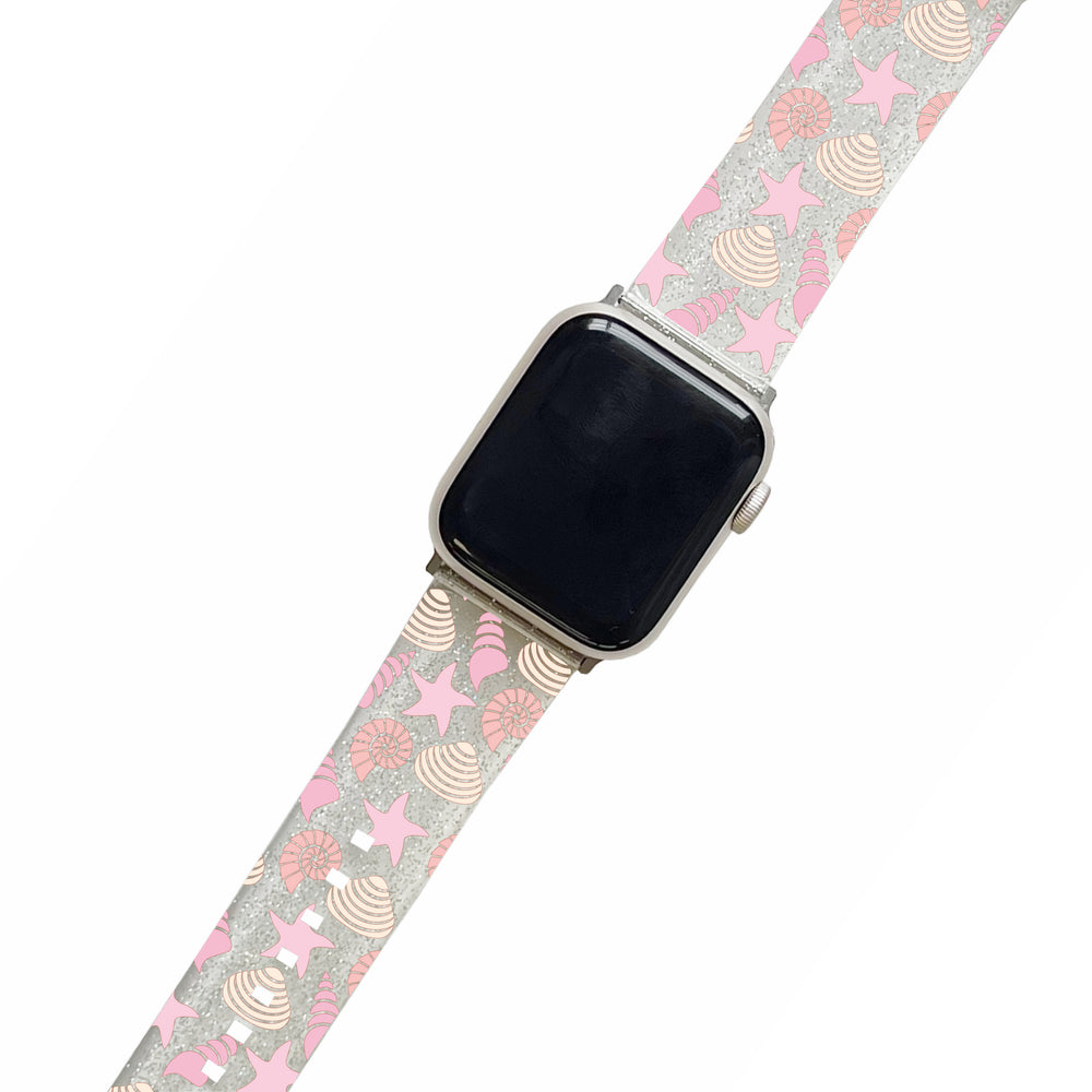 Colourful Seashells - Clear Glitter Smartwatch Strap