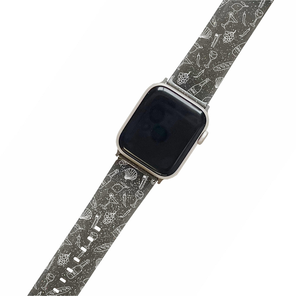 Summer Holidays Black Glitter Smartwatch Strap