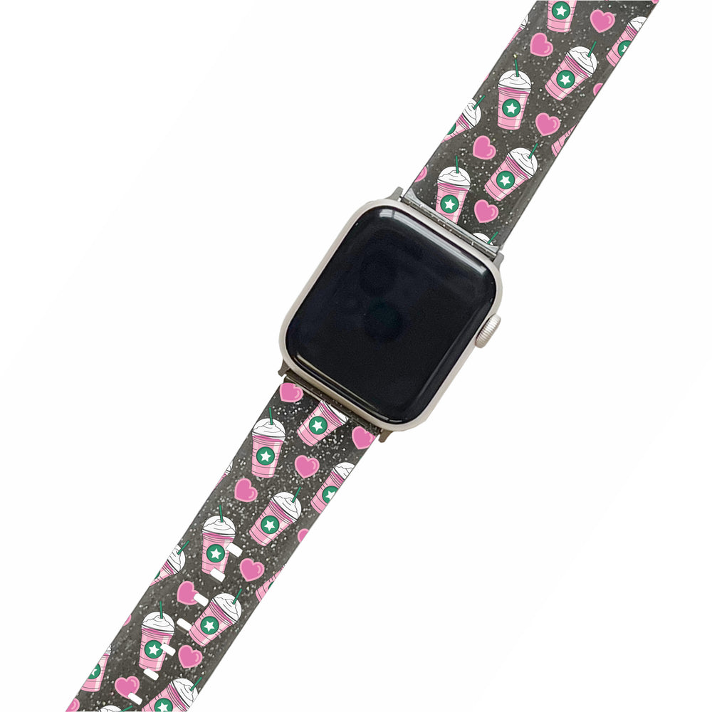 Pink Drink - Black Glitter Smartwatch Strap