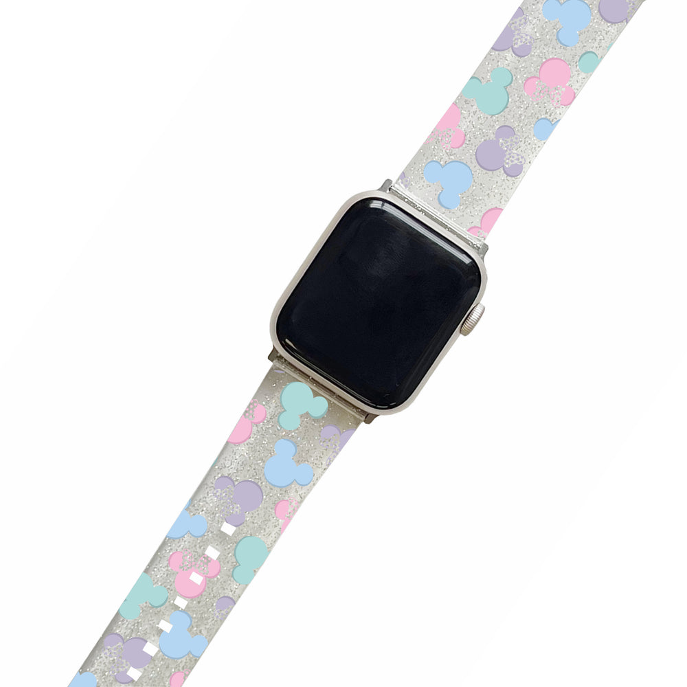 Pastel Mickey & Minnie - Clear Glitter Smartwatch Strap
