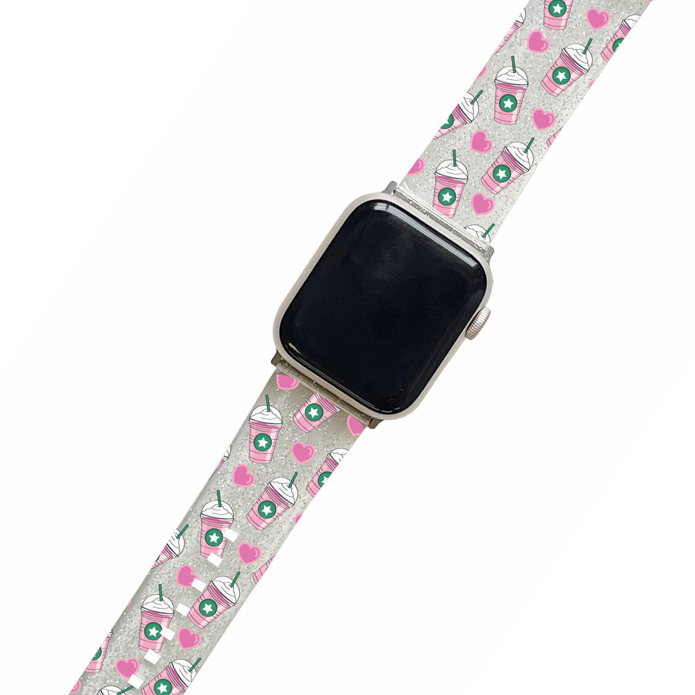 Pink Drink Clear Glitter Smartwatch Strap LoveCases