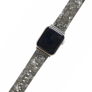 White Winnie & Friends - Black Glitter Smartwatch Strap
