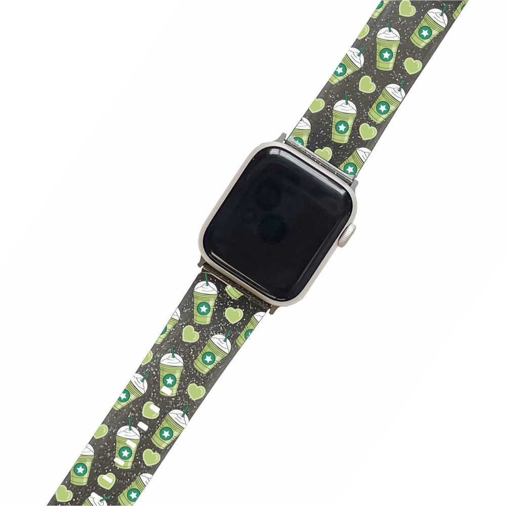 Matcha Drink - Black Glitter Smartwatch Strap