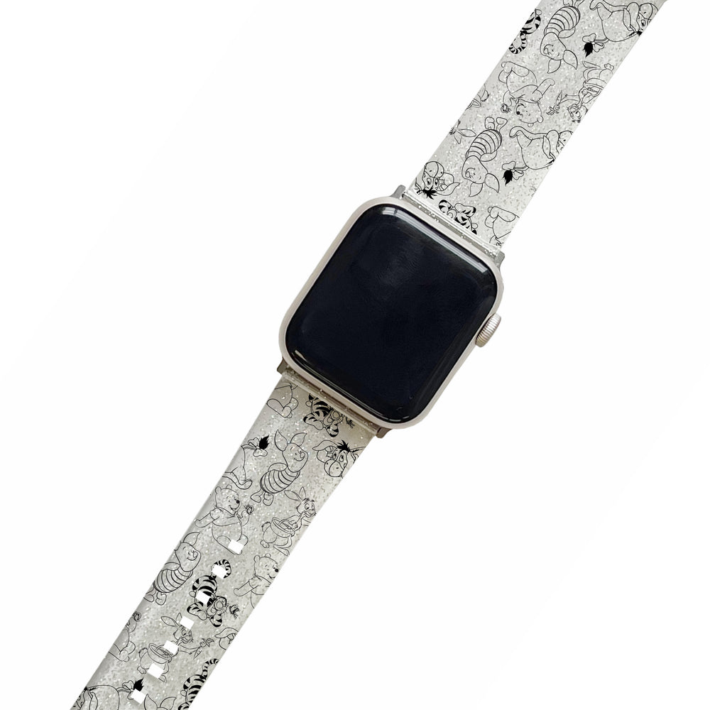 Black Winnie & Friends - Clear Glitter Smartwatch Strap