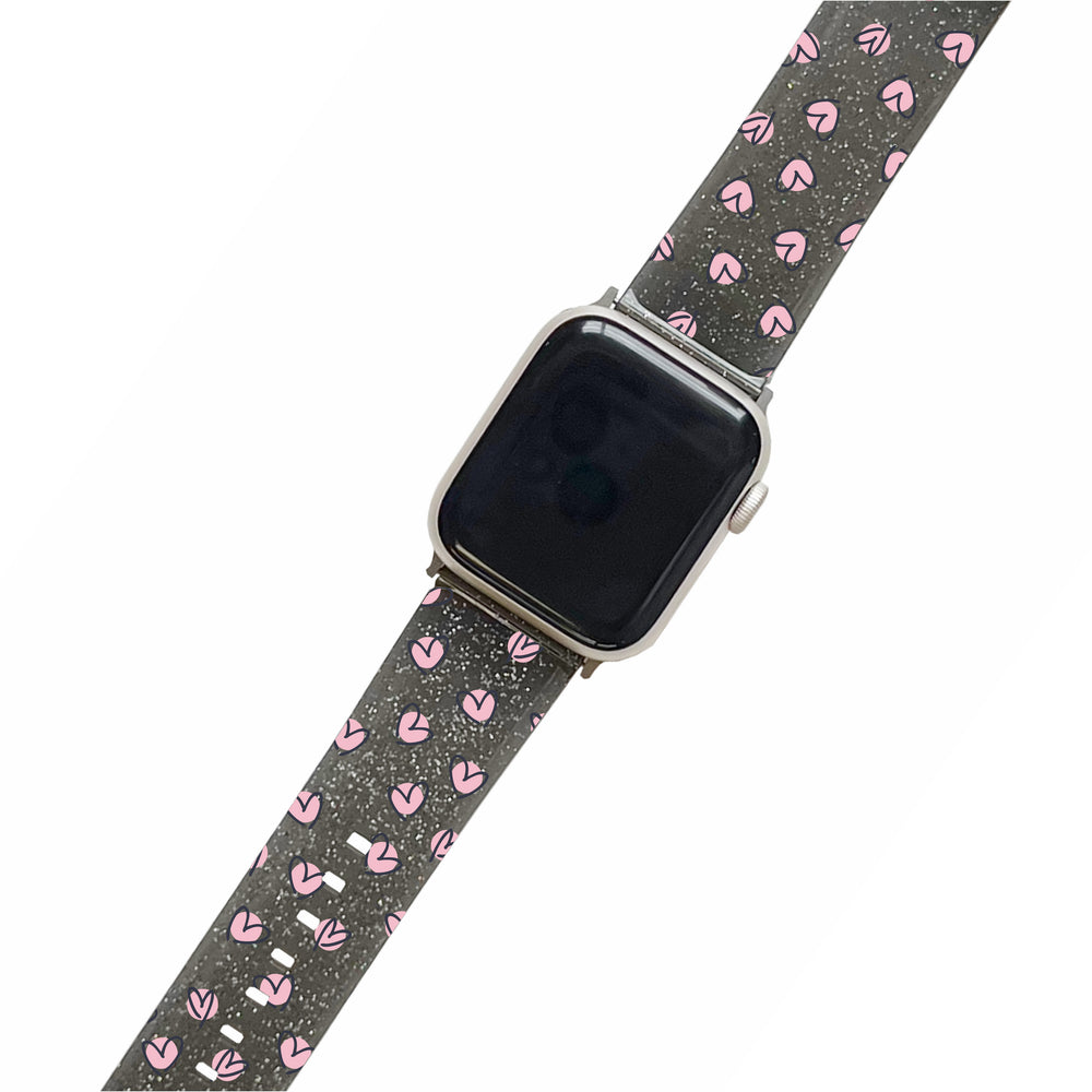 Scattered Hearts - Black Glitter Smartwatch Strap