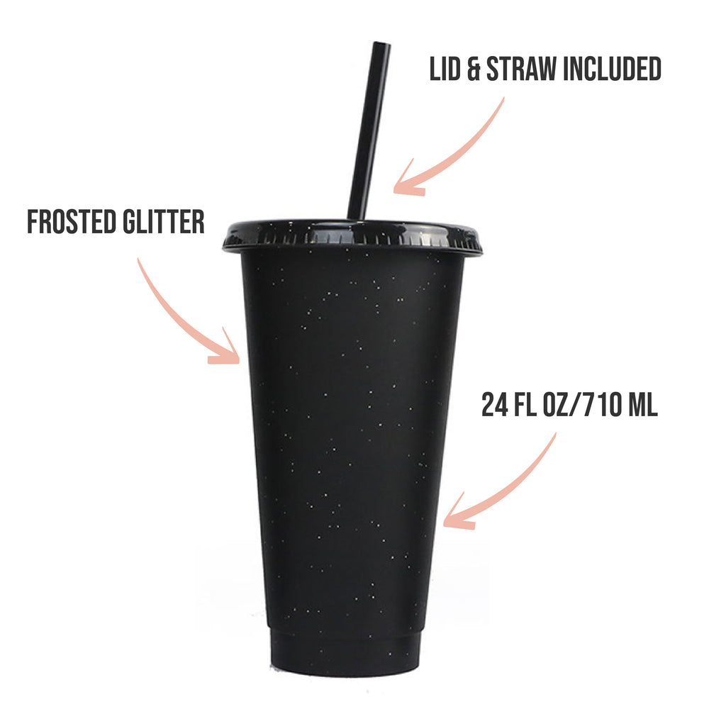 Batwing Mickey Black Glitter Tumbler Cup