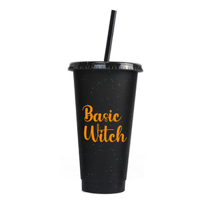 Personalised Halloween Black Glitter Tumbler Cup