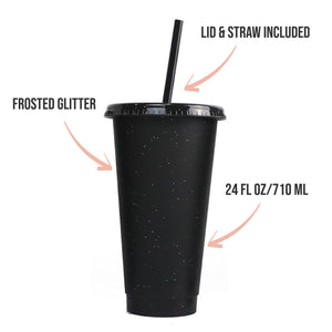 Witches Broom Black Glitter Tumbler Cup