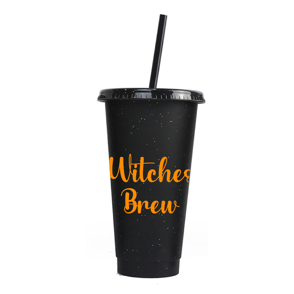 Personalised Halloween Black Glitter Tumbler Cup