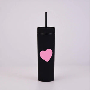 Heart Black Skinny Tumbler