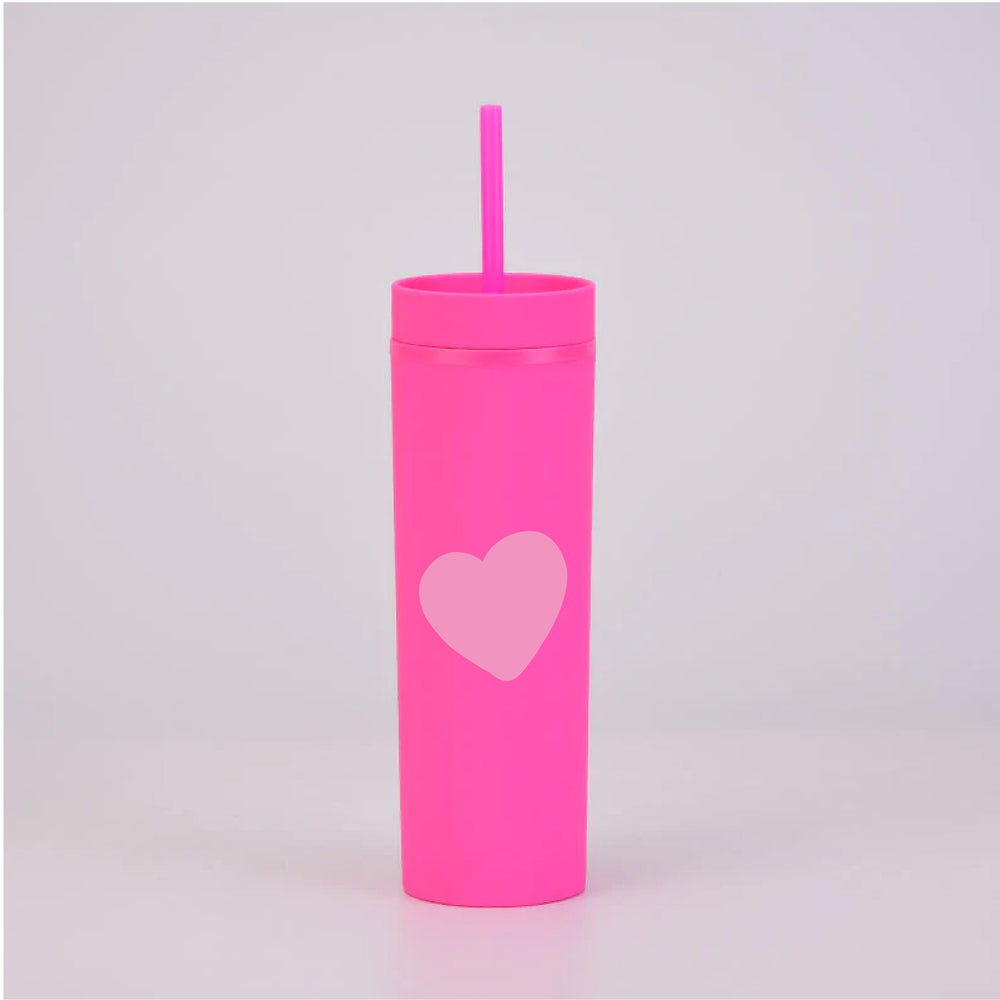 Heart Hot Pink Skinny Tumbler