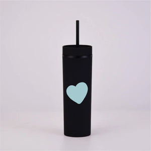 Heart Black Skinny Tumbler