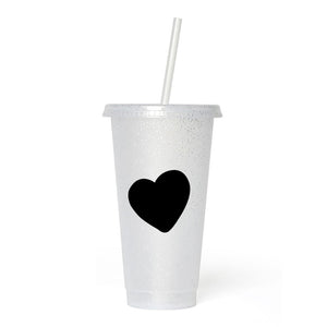 Heart Frosted Glitter Tumbler Cup