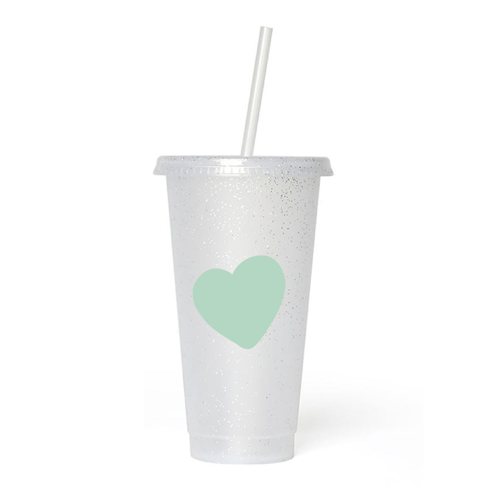 Heart Frosted Glitter Tumbler Cup