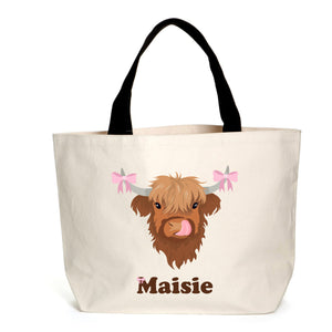 Personalised Coquette Highland Cow Tote