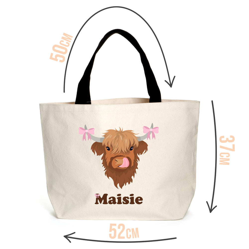 Personalised Coquette Highland Cow Tote