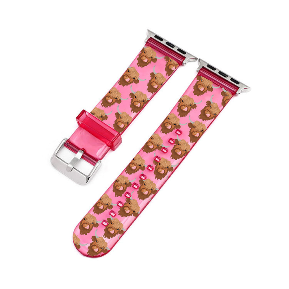 Henry the Highland Cow Pink Smartwatch Strap