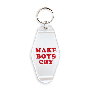 Make Boys Cry Slogan Motel Keyring